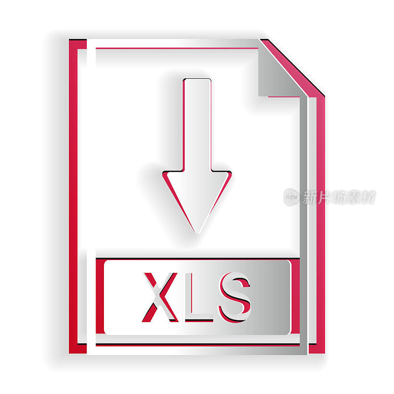 Paper cut XLS file document icon. Download XLS button icon isolated on white background. Paper art style. Vector